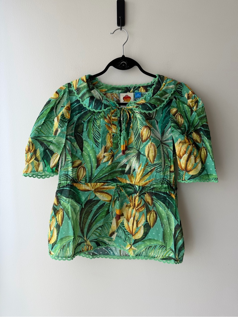 Anthropologie x Farm Rio Puff Sleeve Babydoll Blouse NWT - Picture 3 of 6
